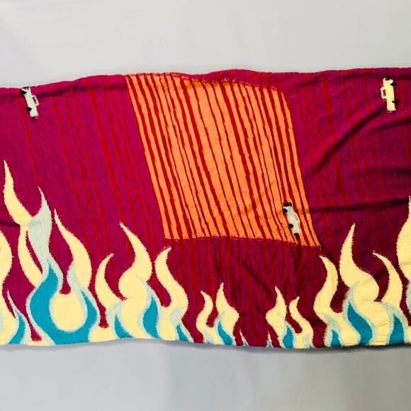 KAPITAL Multi Color Flames Cars Wool Scarf - Picture 3 of 6